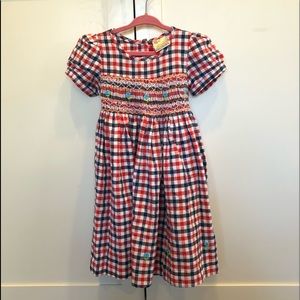 Blue and red smocked girls dress Size 4/5